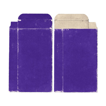 Damaged paper purple  box Mockup png. Used box. shipping used for storage
