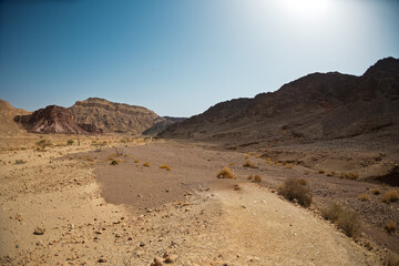 View of dry desert valley. Eilat. Israel.