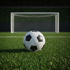 A Soccer Ball on the Field, Ready for the Game, Under the Sunlight, Representing Passion, Competition, Teamwork, and the Spirit of Sports