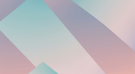 Soft pastel diagonal shapes in mint green and blush pink overlap gently, creating a modern, layered abstract design