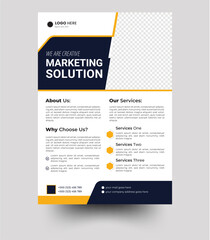 Corporate creative colorful business flyer template design. a bundle of a4 flyer templates. Yellow and blue flyer design set. 