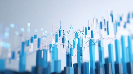 Obraz premium Clean Digital Line Graph on White Backdrop with Blue Elements