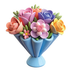 Fresh and lively bouquet in 3D style with vibrant colors perfect for nature branding and festive visuals