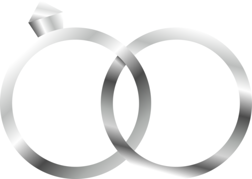 Pair of interlocking rings are showing silver gradient vector design on transparent background