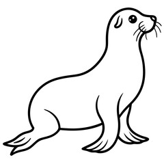 Minimalist Sea Lion Line Art on White Background