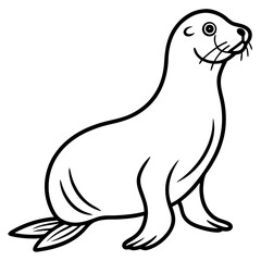 Minimalist Sea Lion Line Art on White Background