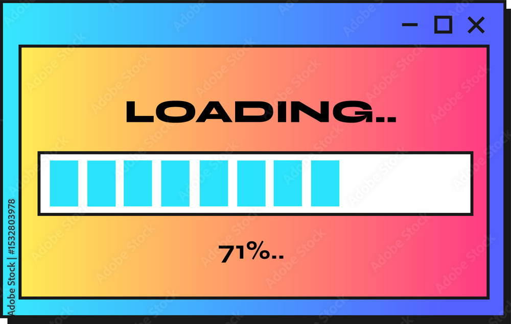 Poster loading screen is showing flat design window with gradient border, progress bar on clear background