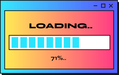 Loading screen is showing flat design window with gradient border, progress bar on clear background