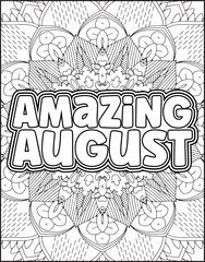 12 Month Name Coloring Page for Adults. Monthly Name Motivational Quote Coloring page.