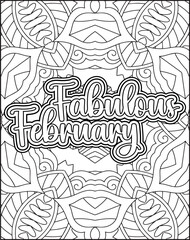 12 Month Name Coloring Page for Adults. Monthly Name Motivational Quote Coloring page.