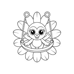 Fototapeta premium Printable Chick in Teacup Coloring Page Outline