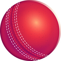 Flat design is showing red cricket ball spinning on transparent background, featuring dashed seams © vectorfusionart
