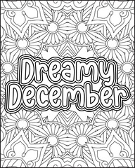 12 Month Name Coloring Page for Adults. Monthly Name Motivational Quote Coloring page.