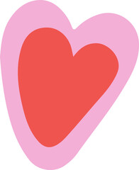 Overlapping hearts illustration showing pink and red hearts with transparent background, copy space