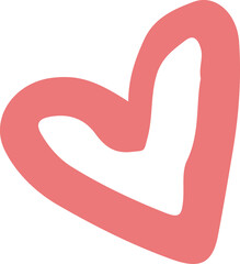 Naklejka premium Coral-pink heart doodle is floating on transparent background, showing hand-drawn brushstroke style