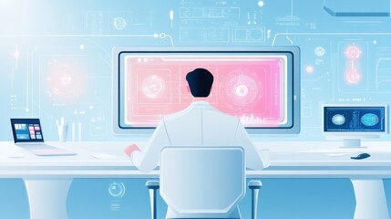 Male Data Scientist Working with AI Technology