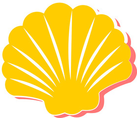 Vector is showing scallop shell in yellow, white stripes and pink shadow on transparent backdrop