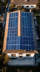 Solar panel optimization system covering residential rooftop professional installation systematic arrangement energy efficiency modern architecture