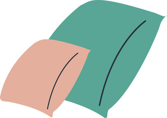 Peach and teal abstract shapes are floating in flat design with stripes, transparent background