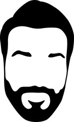 Showing black face silhouette with hairline, eyebrows, mustache and beard on transparent background