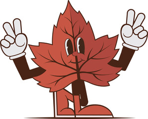 Maple leaf is floating in transparent vector art, showing white gloves, red shoes, copy space