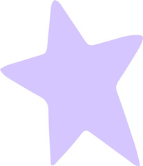 Organic lavender star shape is floating on transparent backdrop with irregular edges in flat design