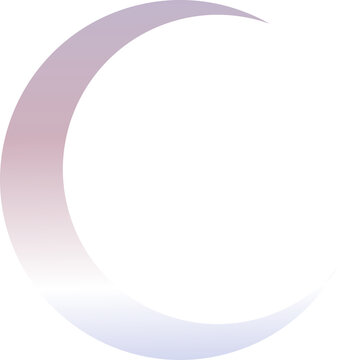 Naklejki Stylized crescent moon is floating in flat design with gradient fill, curves, transparent backdrop