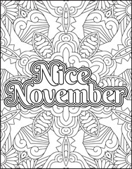 12 Month Name Coloring Page for Adults. Monthly Name Motivational Quote Coloring page.