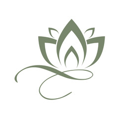 Elegant Lotus Flower Logo Design in Sage Green – Wellness, Spa, Luxury Brand Identity