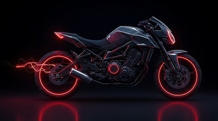 Cyberpunk Motorbike Made of Light Streaks – Digital Abstract Art