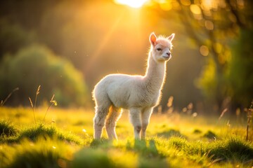 Fototapeta premium llama standing in the grass