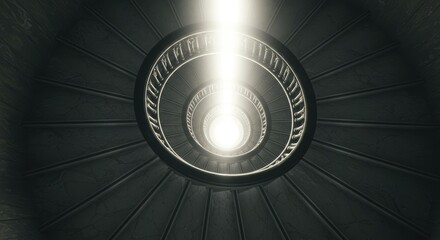 Fototapeta premium Spiral Staircase Leading to Light Architectural Photography
