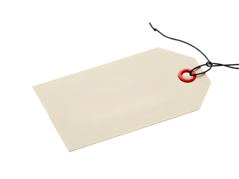 Minimalist white and orange price tag label with string, isolated on a transparent background—perfect for branding, apparel, or retail use mockups. - Powered by Adobe