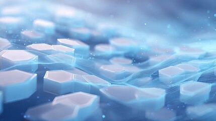Obraz premium Abstract Digital Landscape with Translucent Hexagons and Light Effects