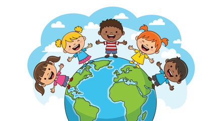 Global Childhood A Bright Future Young Generation United Children World Peace Earth Day