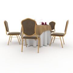 3d render Banquet Table and Chair design element Furniture