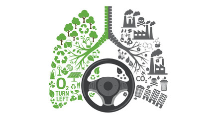 Obraz premium Impact of Driving on Air Quality A Comparison of Clean and Polluted Lungs