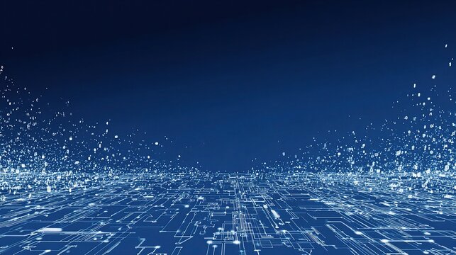 Abstract Tech Background with Blue Glyphe Elements in Space
