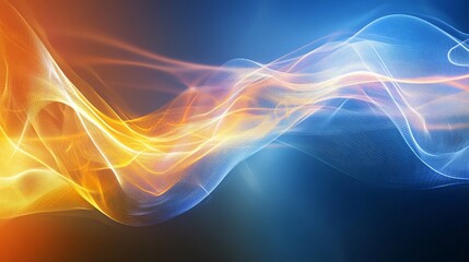 Abstract background with wavy lines and a gradient of orange and blue colors