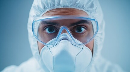 Man in Protective Gear in Laboratory Setting