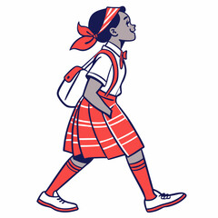 vector illustration of colorful school girl dressed on white