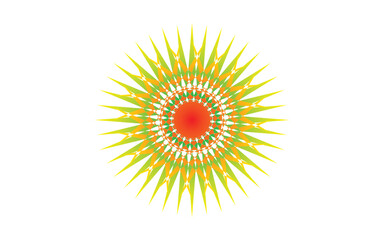 Colorful Geometric Sunburst Mandala Design.