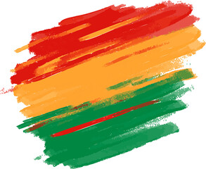 Obraz premium Abstract brushstroke design is showing red yellow-orange and green strokes on transparent backgrou