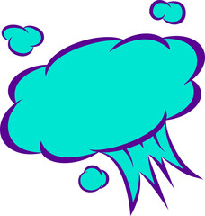 Flat stylized comic bubble is showing cloudlike curves and jagged tail, transparent background