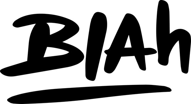 Showing bold brushstroke script spelling Blah with thick underline on transparent background