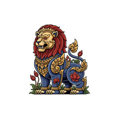 Lion mix with Khmer art logo