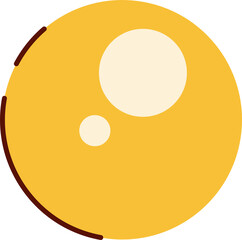 Featuring flat yellow disc with clear background showing two beige circles and three brown strokes