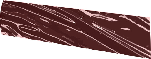 Elongated marbled strip resembling beef slice is floating in vector art on transparent background
