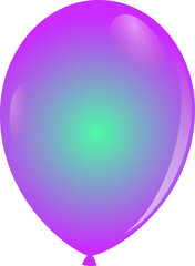 Obraz premium Flat latex balloon is floating on transparent background with tied knot and green-magenta gradient