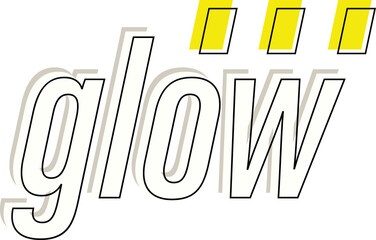 Flat illustration showing italic glow text floating on transparent background with yellow bars